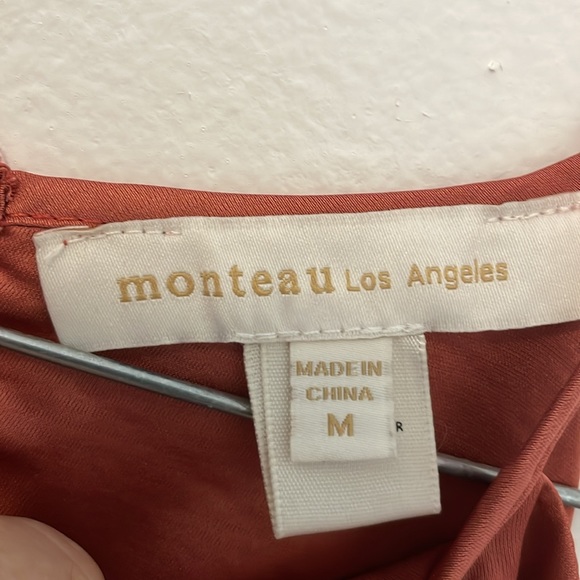 Monteau Los Angeles | peach rose gold satin cami blouse top | medium - Picture 3 of 7